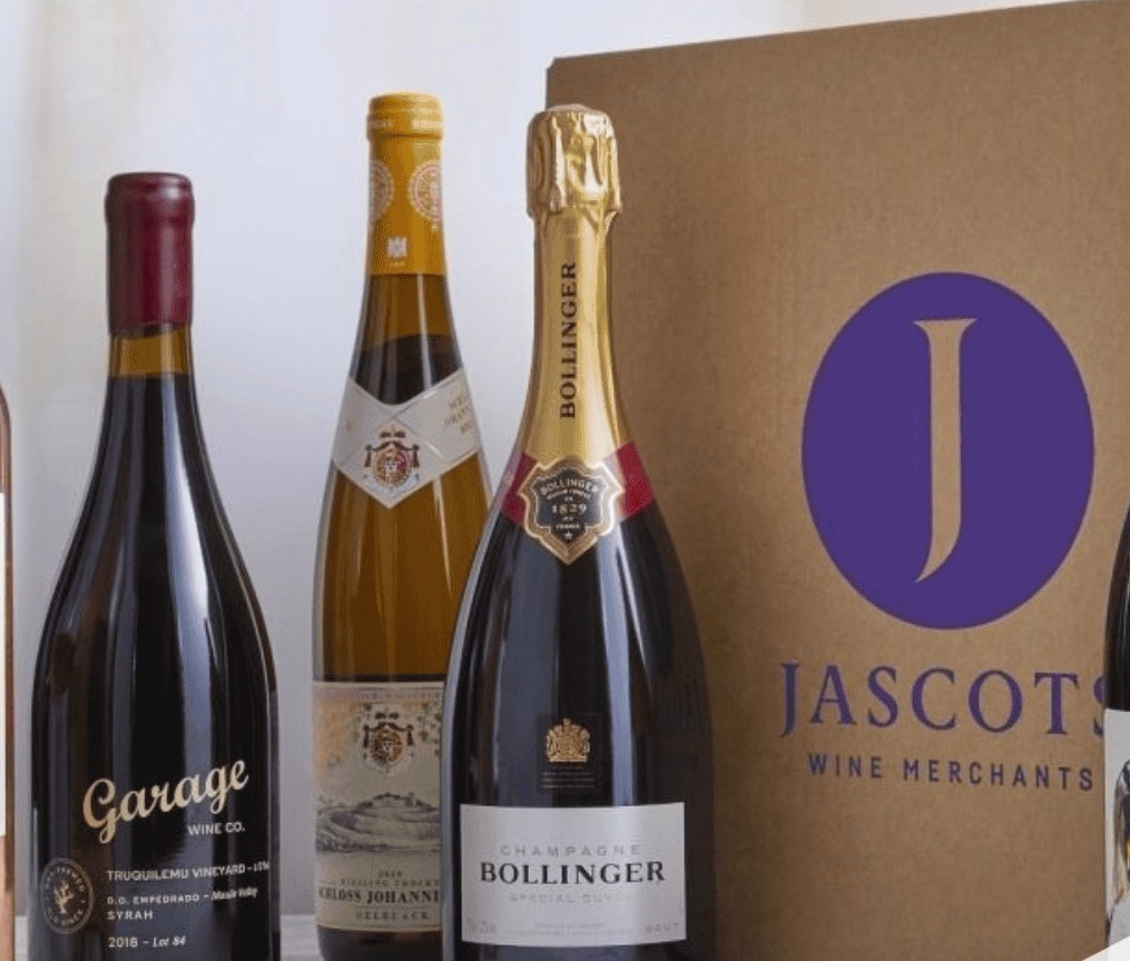 Jascots Wine Merchants bottles and delivery box